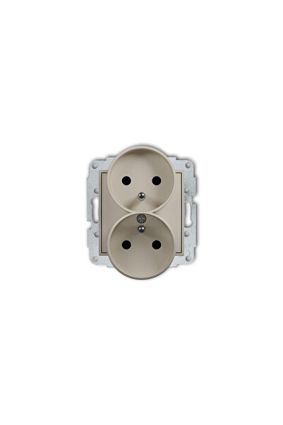 KARLIK MINI Mecanism de priză dublă pentru ramă cu împământare 2x(2P+Z) (obtu...