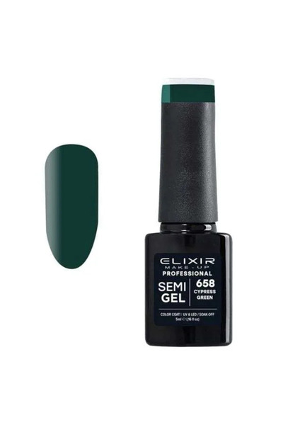Elixir Επαγγελματικό Ημιμόνιμο Βερνίκι Νυχιών Τζελ 658 Πράσινο Κυπαρίσσιο 5ml