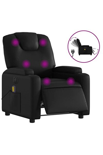 vidaxl Fotoliu electric rabatabil cu masaj, negru, piele ecologică