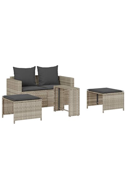 vidaxl Set canapea de grădină 5 piese cu perne stivuibile gri deschis