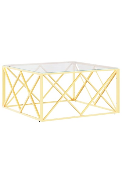 vidaxl Masă de cafea, 80x80x40 cm, oțel inoxidabil și sticlă