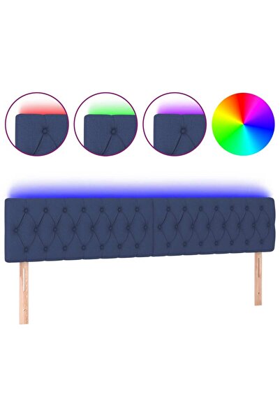 vidaxl Tăblie de pat cu LED, albastru, 200x7x78/88 cm, textil