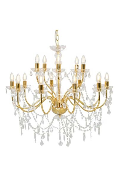 vidaxl Candelabru cu 2 niveluri, auriu, 15 becuri E14