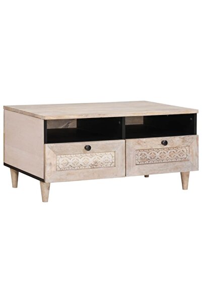 vidaxl Masă de cafea cu raft Alb 80 x 54 x 40 cm Lemn masiv de acacia