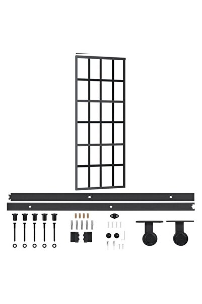 vidaxl Ușă glisantă cu set de feronerie, 76 x 205 cm, sticlă ESG/aluminiu