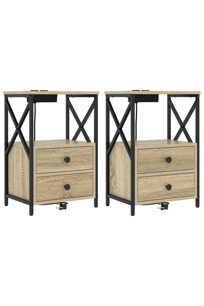 vidaxl Dulap de noapte cu sertar 2 pcs Stejar Sonoma 40 x 31 x 60 cm