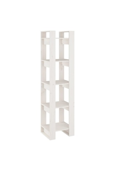 vidaxl Bibliotecă/Separator cameră, alb, 41x35x160 cm, lemn masiv pin