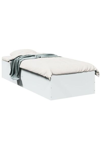vidaxl Cadru de pat, alb, 90 x 200 cm, lemn prelucrat