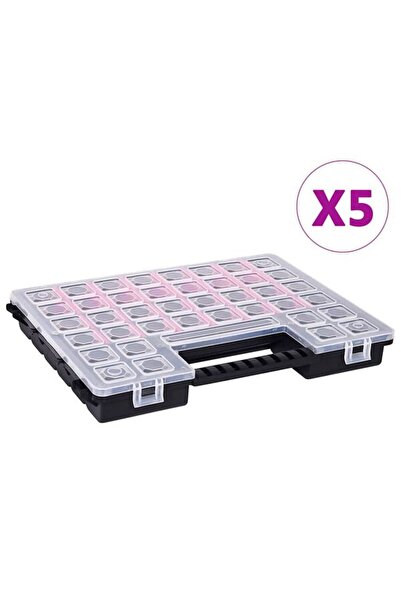 vidaxl Cutii de sortare 5 buc. separatoare reglabile 385 x 283 x 50 mm plastic