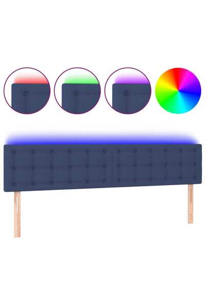 vidaxl Tăblie de pat cu LED, albastru, 160x5x78/88 cm, textil