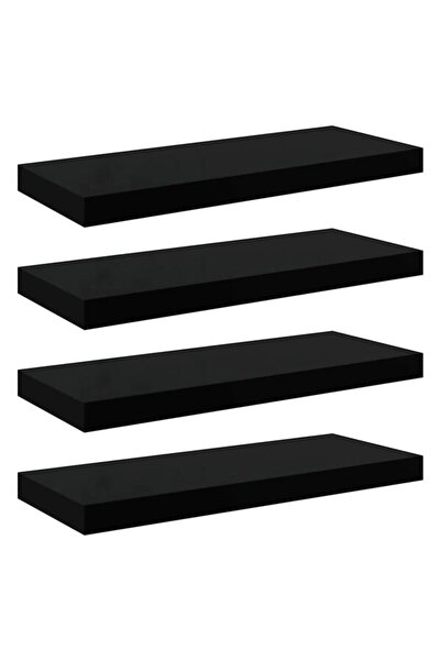 vidaxl Rafturi de perete 4 buc. negru lucios, 60 x 23.5 x 3.8 cm, MDF