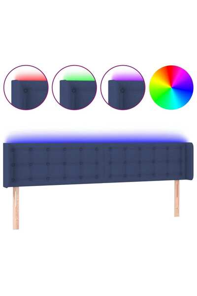 vidaxl Tăblie de pat cu LED, albastru, 163x16x78/88 cm, textil