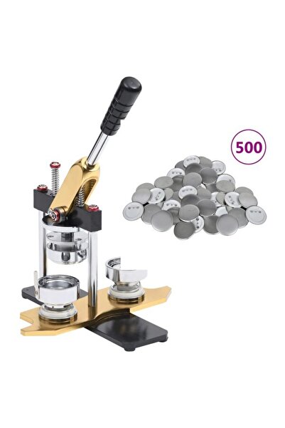 vidaxl Presă pentru insigne cu 500 de piese pentru insigne, 37 mm, matriță ro...