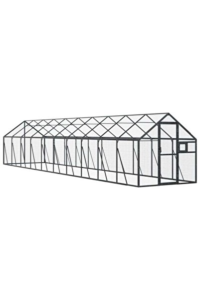 vidaxl Volieră pentru păsări, Antracit, 1.79 x 10 x 1.85 m, Aluminiu