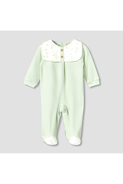 giggles Cotton Round Neck Long Sleeves Sleepsuit with Printed Collar
