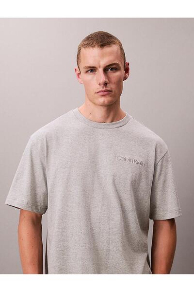 Calvin Klein S/S CREW NECK Gri Erkek Pijama Üstü