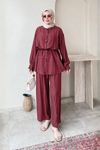 Tesettür Diyarı Renha Summer Hijab Set - Burgundy