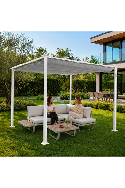 stratecht Villa, Bahçe, Kamp Çardak Tente Gazebo Pergola 3x3 m Gri Bahçe Tera...