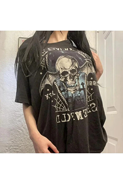 Violon Tricou unisex negru Afumat Avenged Sevenfold Skull Cyber Grunge