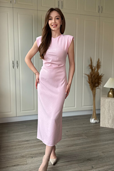 Dilay Gökoğlu Butik Padded and Stoned Slit Midi Dress