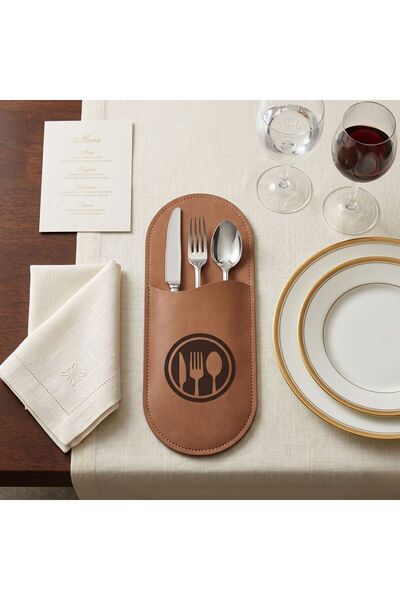 Grand Fine Art 6 Pieces of Faux Leather Spoon Holders - Easy to Clean Spoon a...