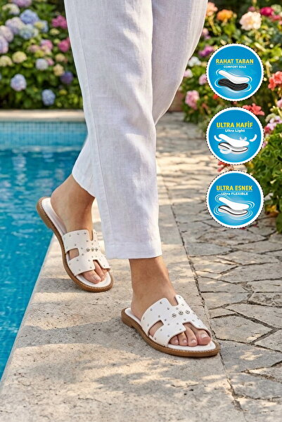 AYAKMOD White Thin Sole Lightweight Women's Slippers 120 Z