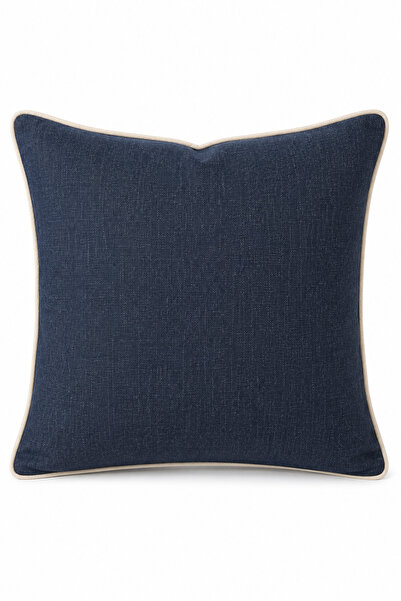 MODA CERO Linen Look Navy Blue Throw Pillow Cover 45X45Cm