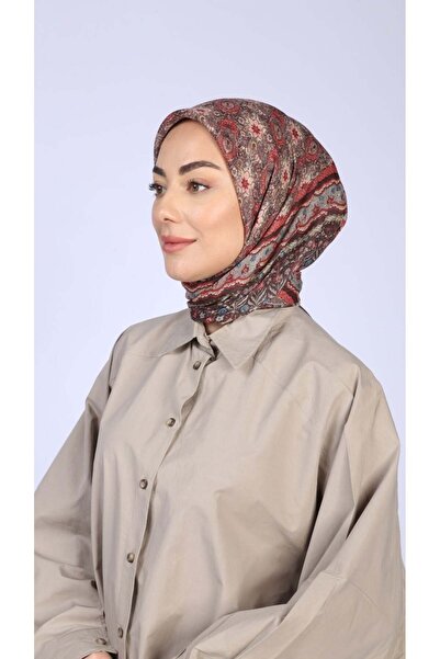 locella Soft Pamuk Eşarp Kırmızı Kahve