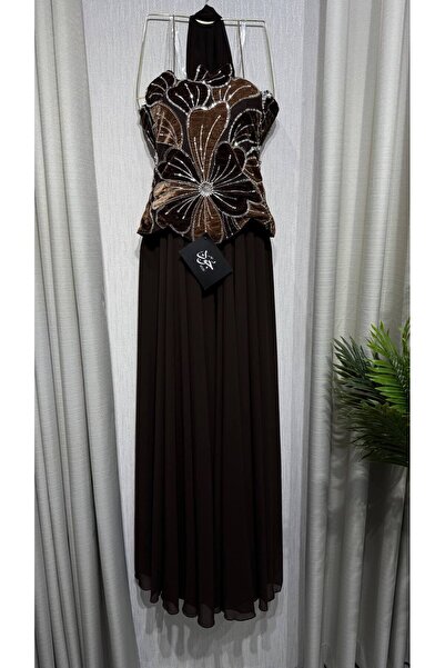Jood Luxury Floral Embroidery Evening Dress with Shawl