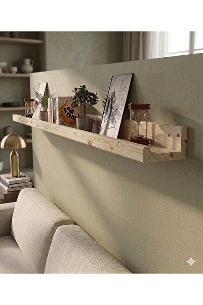 Mutowood 80cm Tekli Çam Ahşap Resim Çerçeve Rafı Duvar Rafı Kitaplık Uçan Raf