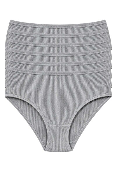 YILDIZ Lycra Camisole Women's Bato High Waist Panties Gray 6-Pack