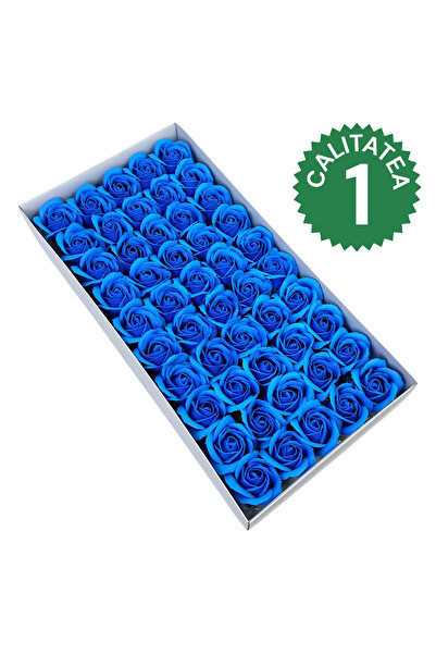 AFO Top Bottom Set of 50 Scented Soap Roses, Quality I, Blue