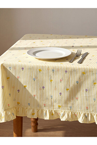 LC Waikiki Nevavm Striped and Floral Patterned Tablecloth with Difference in ...