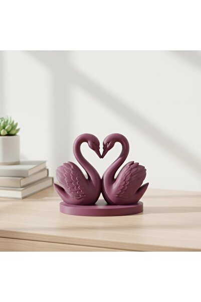OEM Decorațiune Perete 3D Lebede Cuplu Inimă - Purple red compozit mat