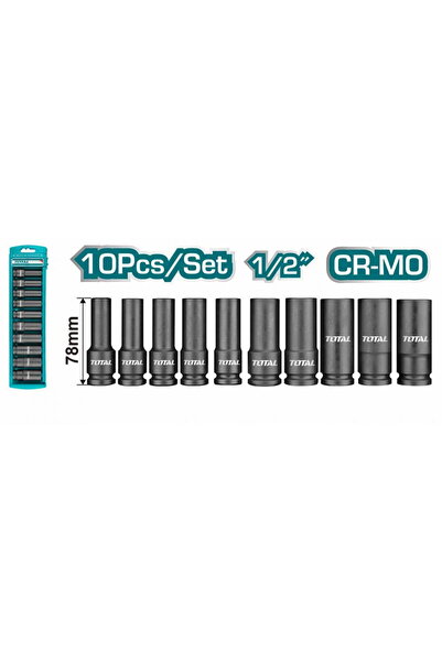 TOTAL Set 10 buc tubulare lungi de impact 78mm CrM