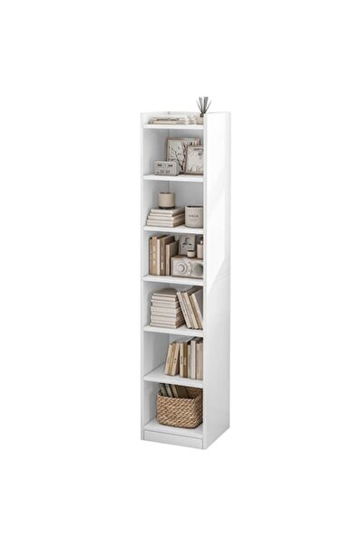Muvu Bibliotecă cu 7 rafturi, robustă, albă, Muvu, 180x40x30 cm
