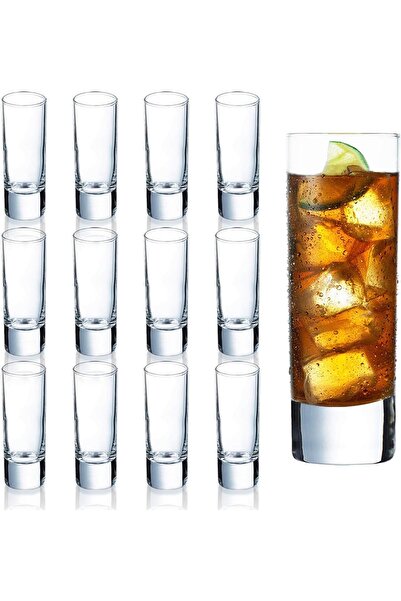 Farielyn-X Clear Heavy Base Shot Glasses 12 Pack, 2 oz Tall Glass Set for Whi...