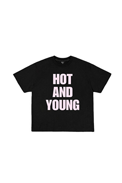 WHITE OF CREATIVE Hot And Young Yazılı Baskılı Tişört