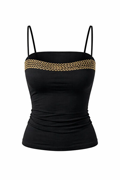 sayina Women's Strappy Ribbon Embroidery Detailed Body Blouse