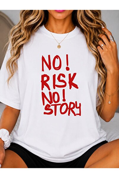 EYMORA No Risk No Story Written Trend Cycling Collar T-Shirt