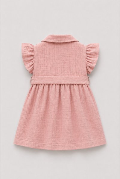 Pmini Dusty Rose Baby Dress with Belt Buckle