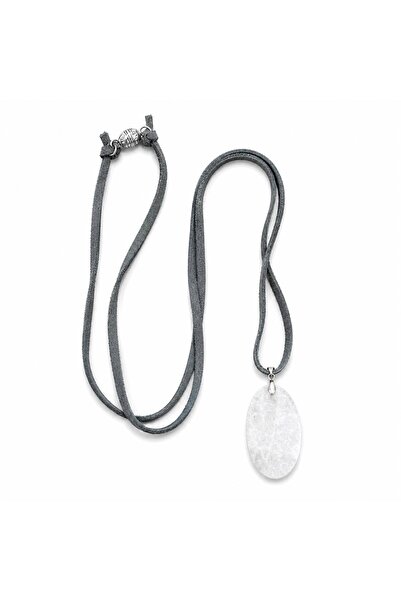 JİMNY JEWELRY Noma Real Leather Suede Rope Natural Stone End Multi-Use Necklace
