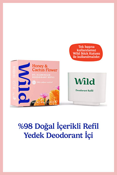 WILD Refill Yedek Stick Deodorant İçi %98 Doğal Formül - Honey & Cactus Flowe...