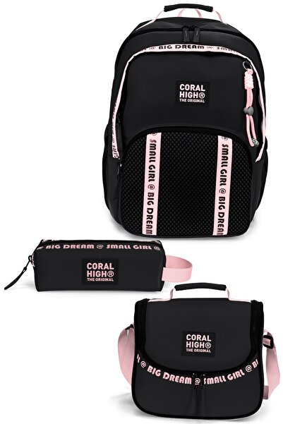 Coral High Siyah Pembe 3'lü Okul Çanta Seti SET0124410