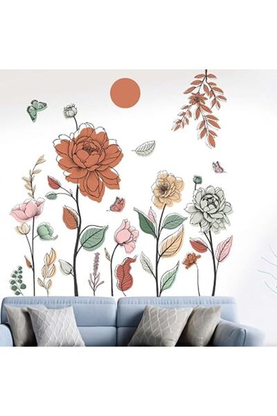 The Bros Boho Flower Wall Stickers for Bedroom: Peel and Stick Wildflower Flo...