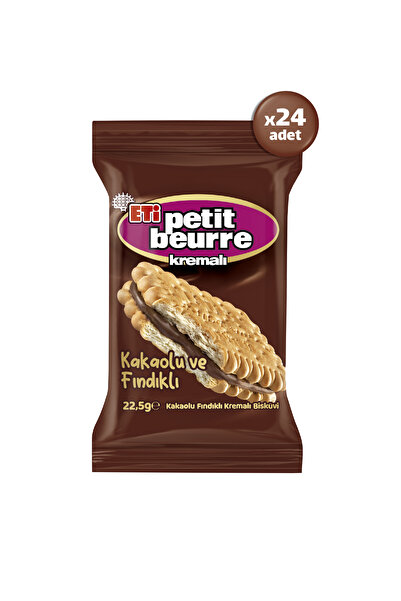 Eti Petit Beurre Kakaolu Fındıklı Kremalı Bisküvi Tekli Paket 22,5 g