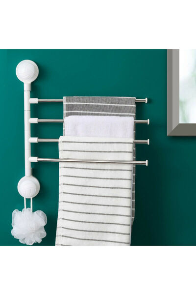 Vivendo Suction cup holder for 4 towels, wall-mounted