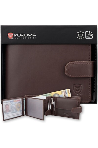 Leather Portofel bărbătesc, Piele, Protecție RFID, Buzunar pentru carduri de ...
