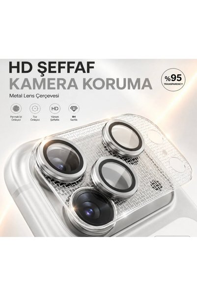 MEKTEK iPhone 17 Pro Max Compatible Metal Framed Camera Glass / Lens Protective Glass with Ar and Af Features