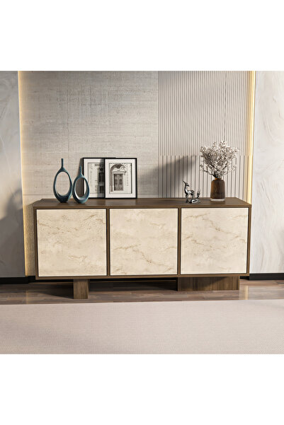 Decorotika MONACO K0NSOL CEVİZ TRAVERTEN
